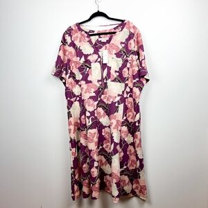 NWT Penningtons In Every Story Floral Print Short Sleeve Dress in Pink & Purple